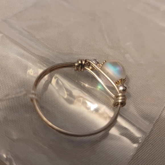 Handmade ladies mermaid glass .925 sterling silver ring - size 7.5 - Picture 5 of 6